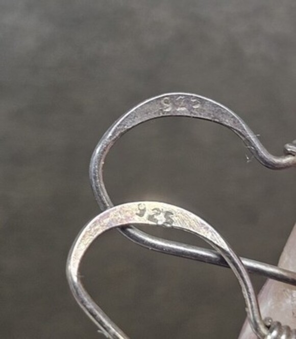 Vintage Stamped Sterling Silver 925 Black Onyx French Hook Dangle Earrings - Picture 6 of 8